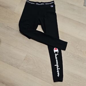 Champion Women’s Black Script Logo Athletic Yoga Leggings Pants Small
